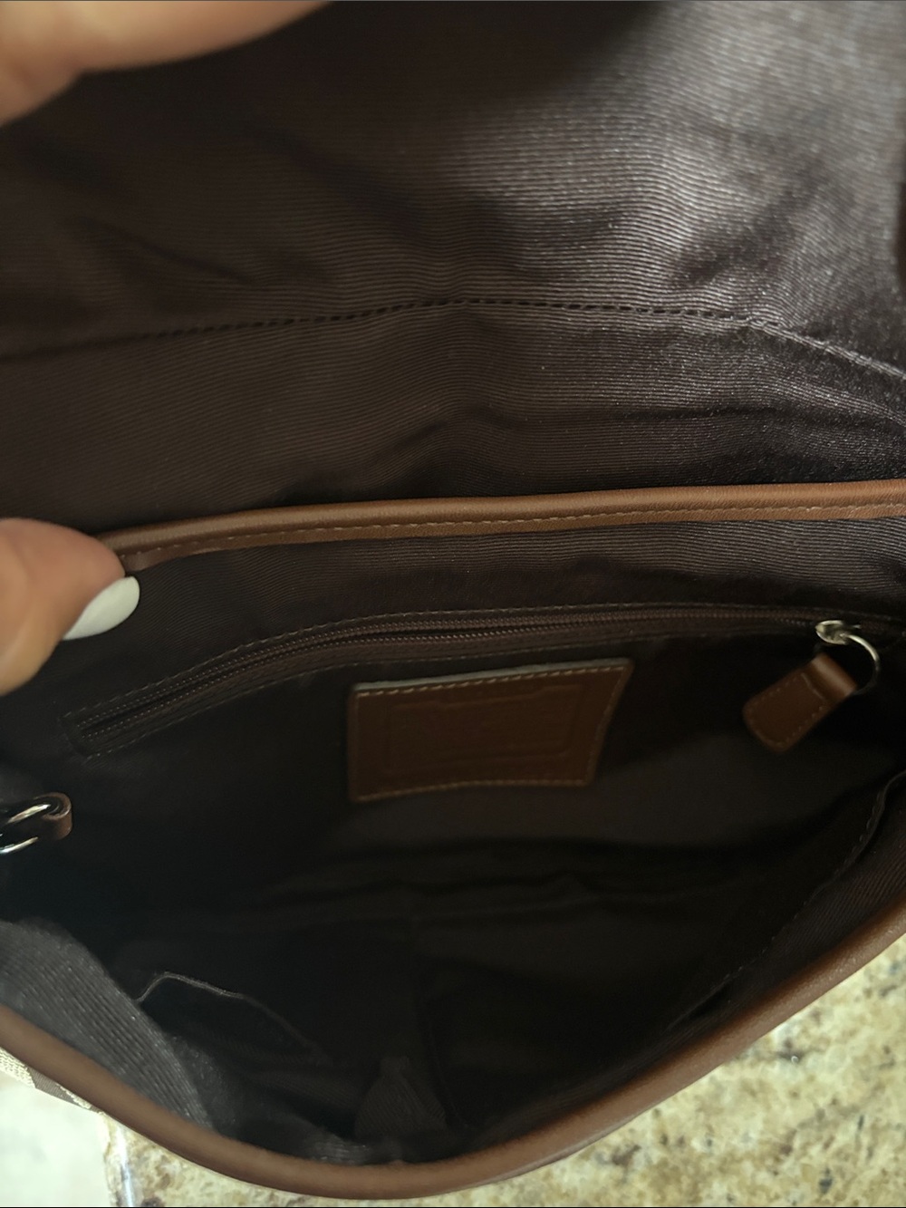 Coach Tan and Brown Signature Canvas Shoulder Bag with Buckle - Picture 3 of 4